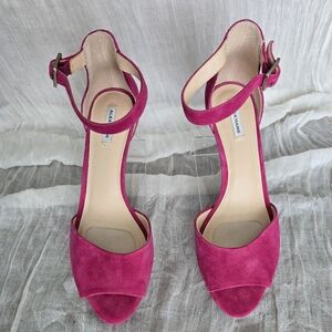 NEW Alex Marie Women's Pink Suede Sandals, Kitten Heels Size 8 - NWOT